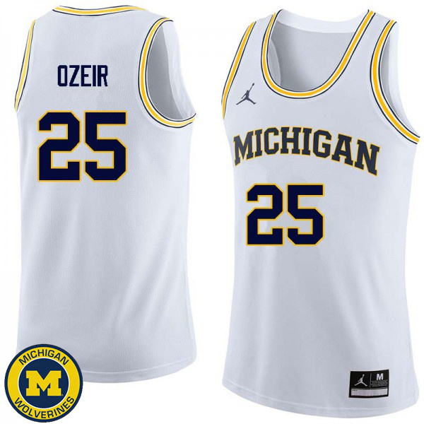 Mens Michigan Wolverines #25 Naji Ozeir White Player Basketball Jersey